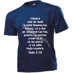 Tricou bleumarin personalizat Ioan 3.16